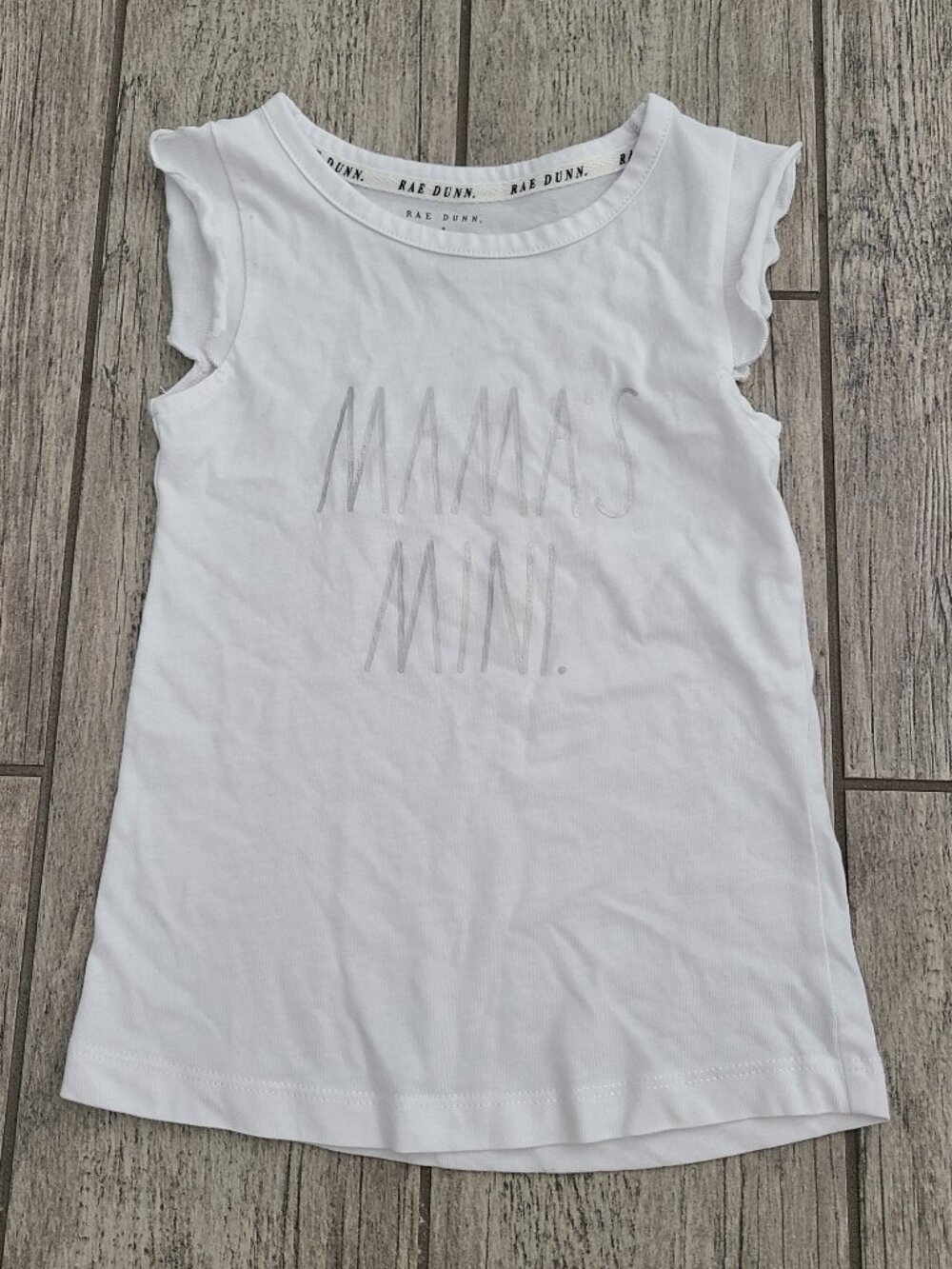 Rae Dunn Girls Mama's Mini White Flutter Sleeve Shirt Top Size 4